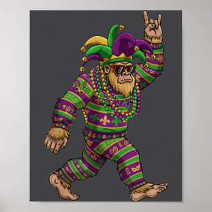 Mardi Gras Bigfoot Rocker Karneval Sasquatch Lusti Poster