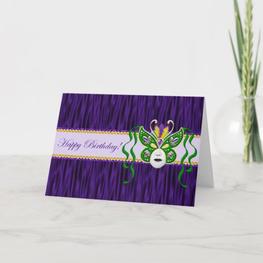 Mardi Gras Birthday Card Karte (Vorderseite)
