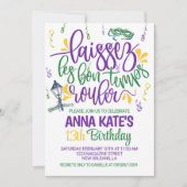 Mardi Gras Birthday Einladung (Vorderseite)
