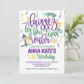 Mardi Gras Birthday Einladung (Stehend Vorderseite)