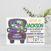 Mardi Gras Birthday Einladung (Stehend Vorderseite)