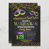 Mardi Gras Birthday Einladung (Vorne/Hinten)
