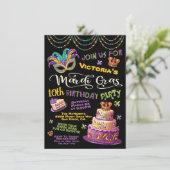 Mardi Gras Birthday Pajama Party Einladung (Stehend Vorderseite)