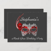"Mardi Gras Birthday" - Party Einladung (Vorne/Hinten)