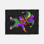 Mardi Gras Black Boys Dabbing Funny Outfit Jester Fleecedecke (Vorderseite (Horizontal))