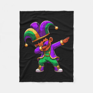 Mardi Gras Black Boys Dabbing Funny Outfit Jester Fleecedecke