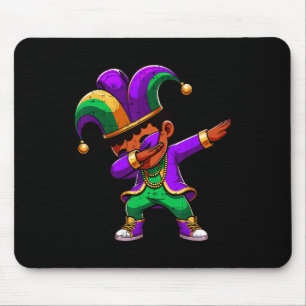 Mardi Gras Black Boys Dabbing Funny Outfit Jester Mousepad