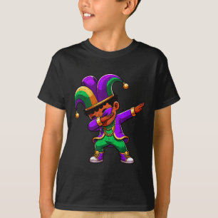Mardi Gras Black Boys Dabbing Funny Outfit Jester T-Shirt