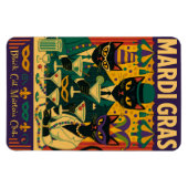 Mardi Gras Black Cat Martini Club Trio Magnet (Horizontal)