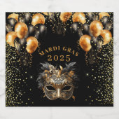 Mardi Gras Black Gold Glitzer Party Schaumweinetikett (Einzelnes Label)