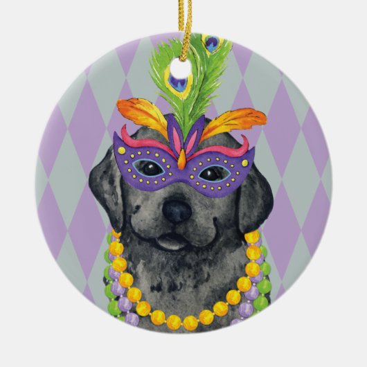 Mardi Gras Black Lab Keramikornament (Vorne)