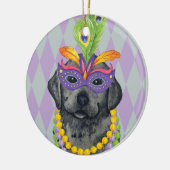 Mardi Gras Black Lab Keramikornament (Links)