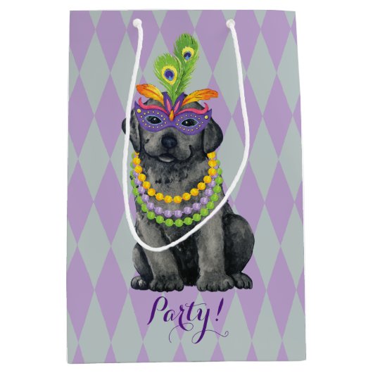 Mardi Gras Black Lab Mittlere Geschenktüte (Vorderseite)