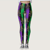 Mardi Gras Black Lila Green Lilie Leggings (Vorderseite)
