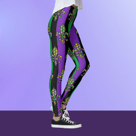 Mardi Gras Black Lila Green Lilie Leggings