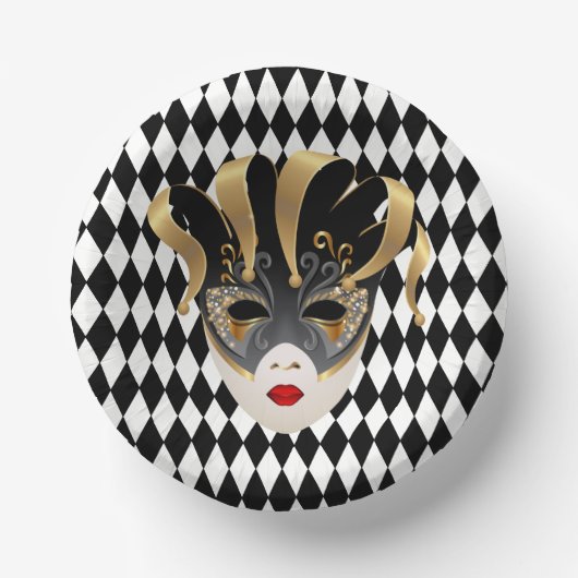 Mardi Gras Black & White Diamond Pappteller (Vorderseite)