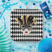 Mardi Gras Black & White Diamond Pappteller (Party)