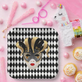Mardi Gras Black & White Diamond Pappteller (Party)