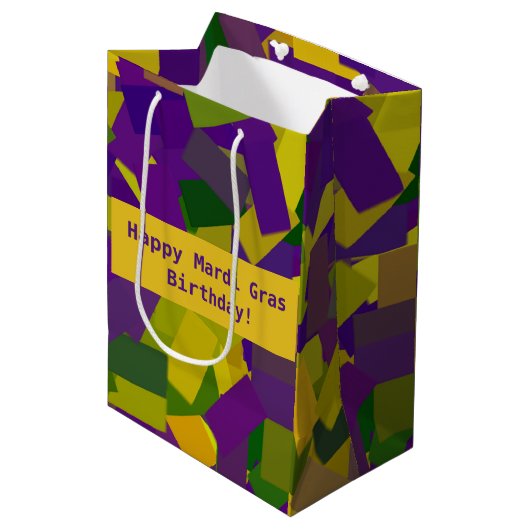 Mardi Gras Blocks Mittlere Geschenktasche Mittlere Geschenktüte (Vorderseite Schrägansicht)
