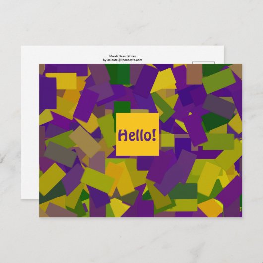 Mardi Gras Blocks Postkarte (Vorne/Hinten)