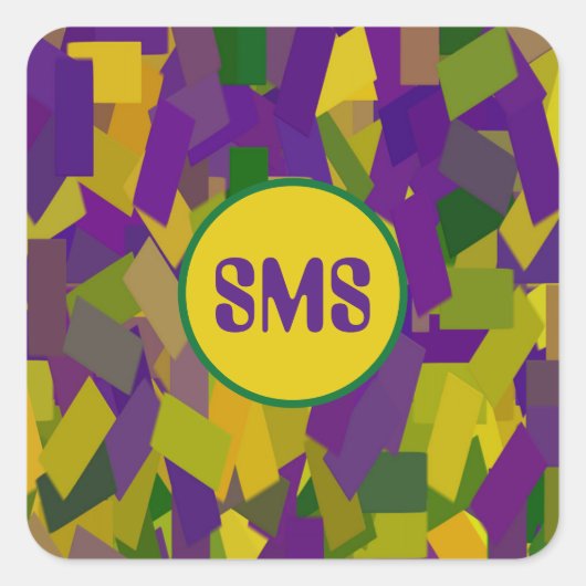 Mardi Gras Blocks Quadratischer Aufkleber (Vorderseite)