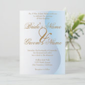 Mardi Gras Blue Wedding Einladung (Stehend Vorderseite)