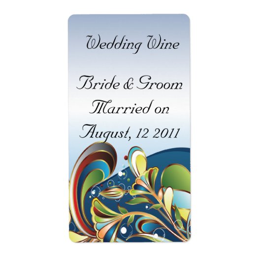Mardi Gras Blue Wedding Wine Label (Vorne)