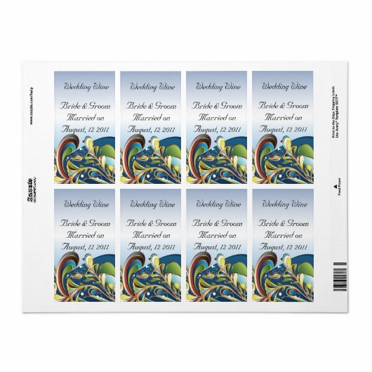 Mardi Gras Blue Wedding Wine Label (Vorne)