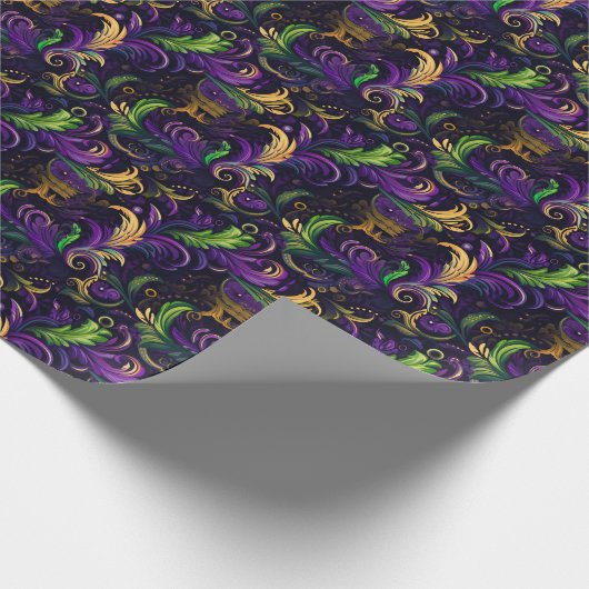 Mardi Gras Blumenmuster Geschenkpapier (Ecke)