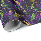 Mardi Gras Blumenmuster Geschenkpapier (Rolleneckpunkt)