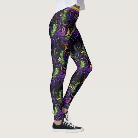 Mardi Gras Blumenmuster Leggings (Rechts)