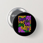 Mardi Gras Boho Laissez Les Bon Temps Rouler Fleur Button (Vorne & Hinten)