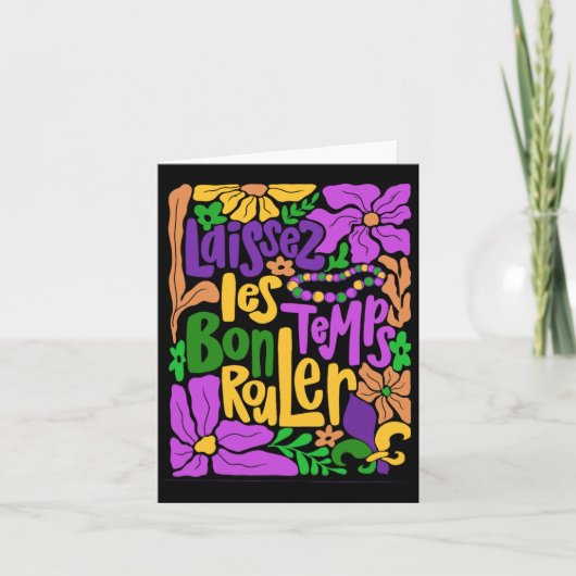 Mardi Gras Boho Laissez Les Bon Temps Rouler Fleur Karte (Vorderseite)