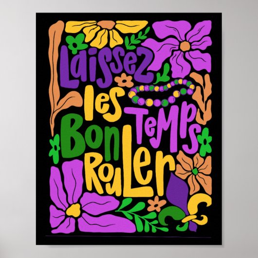 Mardi Gras Boho Laissez Les Bon Temps Rouler Fleur Poster (Vorne)
