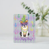 Mardi Gras Boston Terrier Einladung (Stehend Vorderseite)