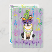 Mardi Gras Boston Terrier Einladung (Vorne/Hinten)