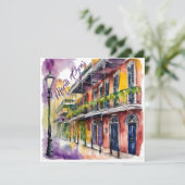 Mardi Gras Bourbon Street Einladung (Stehend Vorderseite)