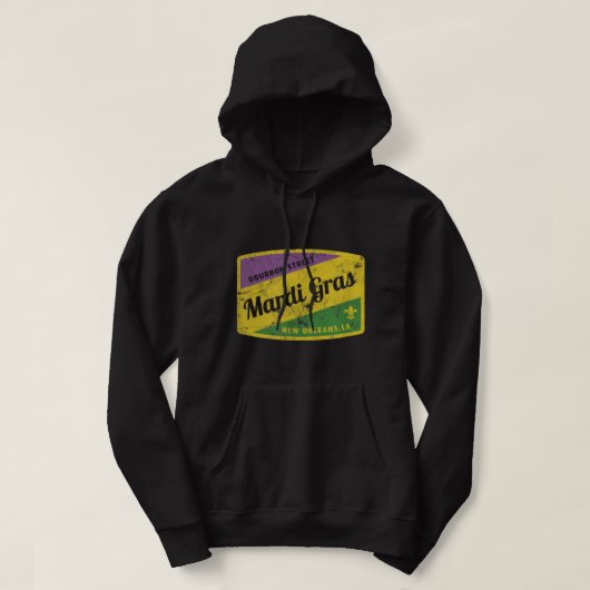 Mardi Gras Bourbon Street & New Orleans Retro-Gesc Hoodie (Design vorne)