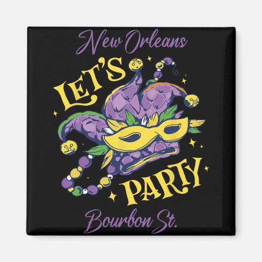 Mardi Gras Bourbon Street New Orleans Souvenir Lou Magnet (Vorne)
