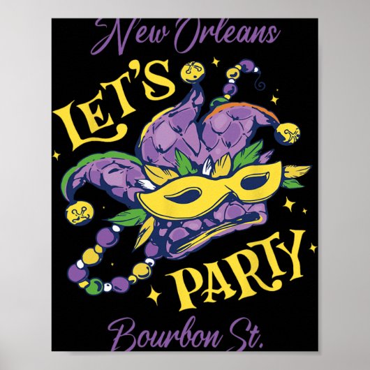 Mardi Gras Bourbon Street New Orleans Souvenir Lou Poster (Vorne)