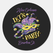 Mardi Gras Bourbon Street New Orleans Souvenir Lou Runder Aufkleber (Vorderseite)