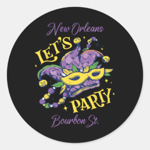 Mardi Gras Bourbon Street New Orleans Souvenir Lou Runder Aufkleber