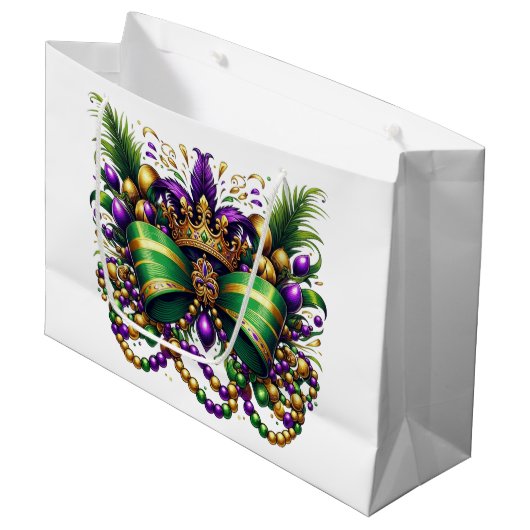 Mardi Gras Bow Große Geschenktüte (Vorderseite Schrägansicht)