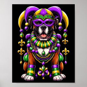 Mardi Gras Boxer Hund Poster