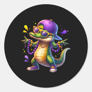 Mardi Gras Boys Men Alligator Mardi Gras Runder Aufkleber