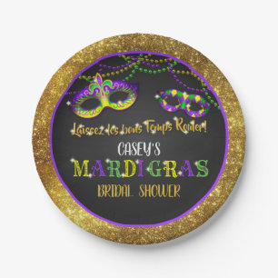 Mardi Gras Brautparty (Gold) Pappteller