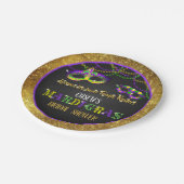 Mardi Gras Brautparty (Gold) Pappteller (Schrägansicht)