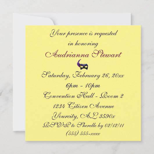 "Mardi Gras Brautparty"-Mehrere Neonfarben[b] Einladung (Rückseite)