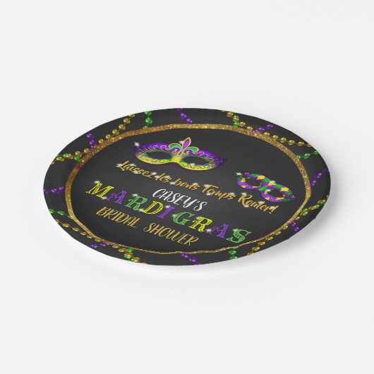 Mardi Gras Brautparty Pappteller (Schrägansicht)