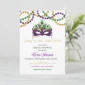 Mardi Gras Bridal Dusche Einladungspads - Weiß Einladung (Stehend Vorderseite)